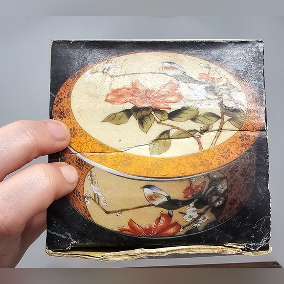 Vintage Porcelain Trinket Jewelry Box with Birds & Flowers Gold 3.5” Japan - Picture 15 of 15